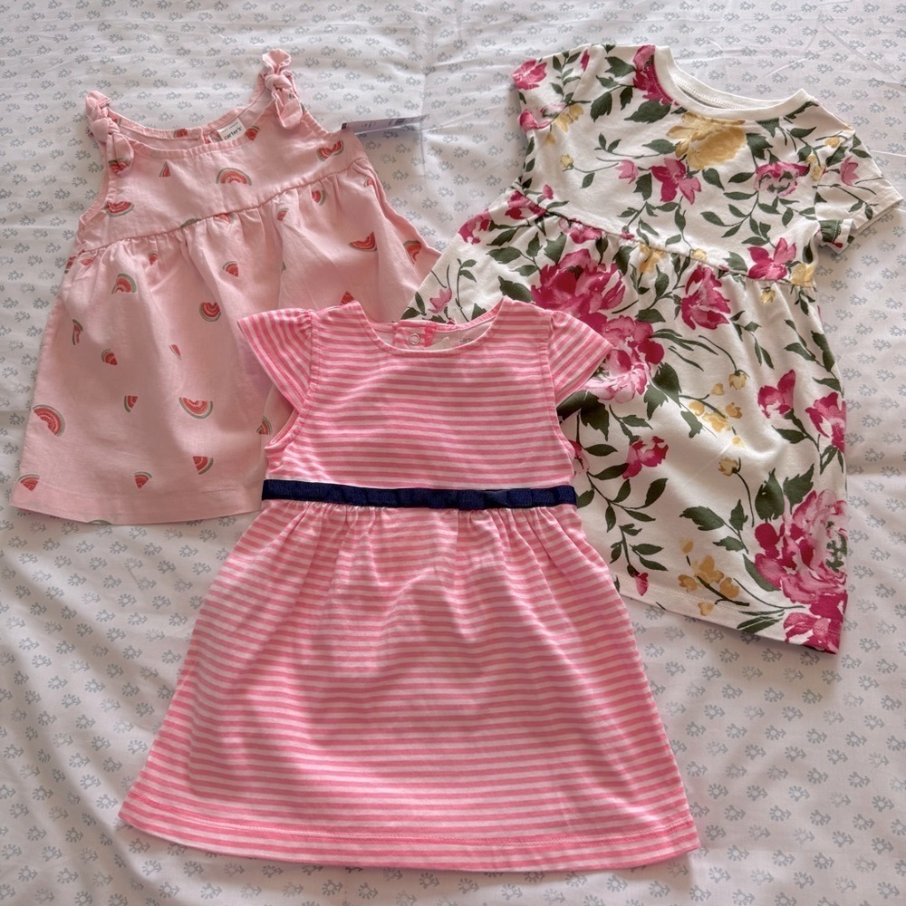 Girls 2T and 24 Months Bundle Old Navy Floral Dress And Two NWT Carters Dresses